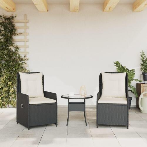Havestole 2 stk. med lænefunktion polyrattan sort