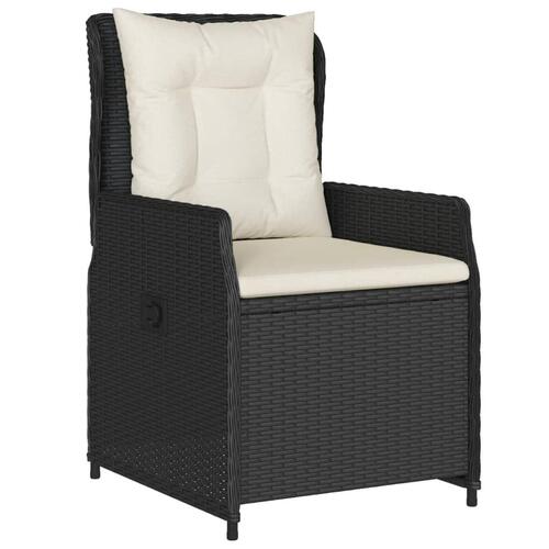Havestole 2 stk. med lænefunktion polyrattan sort