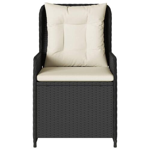 Havestole 2 stk. med lænefunktion polyrattan sort