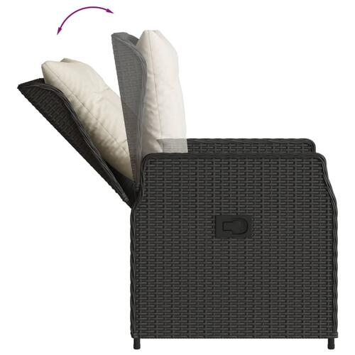 Havestole 2 stk. med lænefunktion polyrattan sort