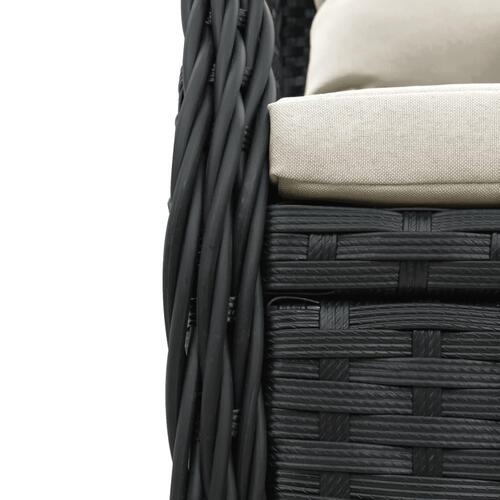 Havestole 2 stk. med lænefunktion polyrattan sort