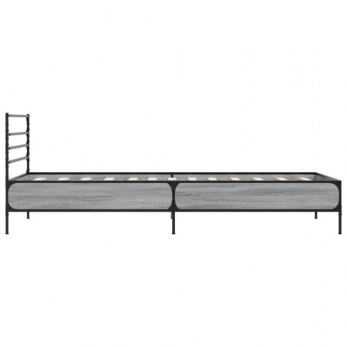 Sengeramme 90x190 cm i konstrueret træ og metal - grå sonoma-eg
