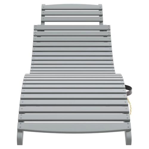 Liggestol med bord massivt træ akacie grå