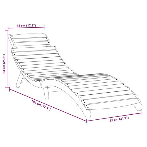 Liggestol med bord massivt træ akacie grå