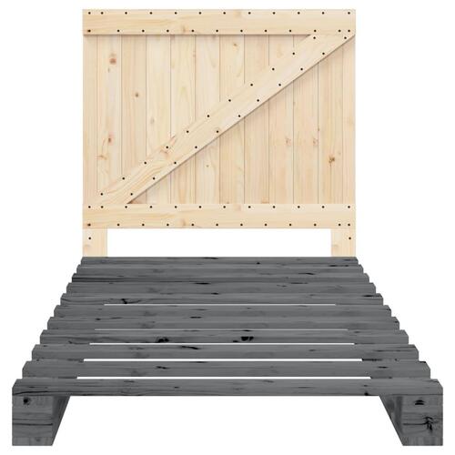 Sengeramme med sengegavl 100x200 cm massivt fyrretræ grå