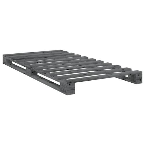 Sengeramme med sengegavl 100x200 cm massivt fyrretræ grå