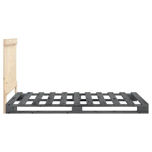 Sengeramme med sengegavl 100x200 cm massivt fyrretræ grå