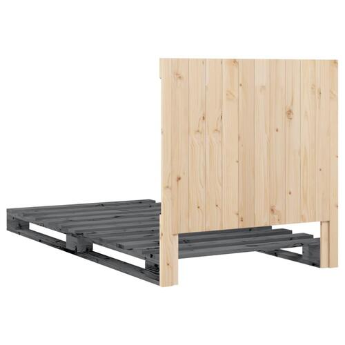 Sengeramme med sengegavl 100x200 cm massivt fyrretræ grå