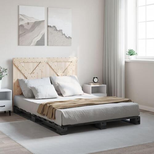 Sengeramme med sengegavl 140x200 cm massivt fyrretræ grå