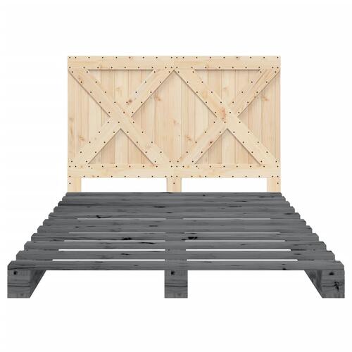 Sengeramme med sengegavl 140x200 cm massivt fyrretræ grå