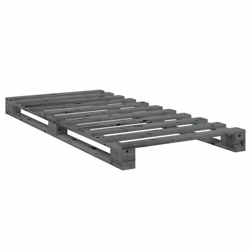 Sengeramme med sengegavl 90x200 cm massivt fyrretræ grå