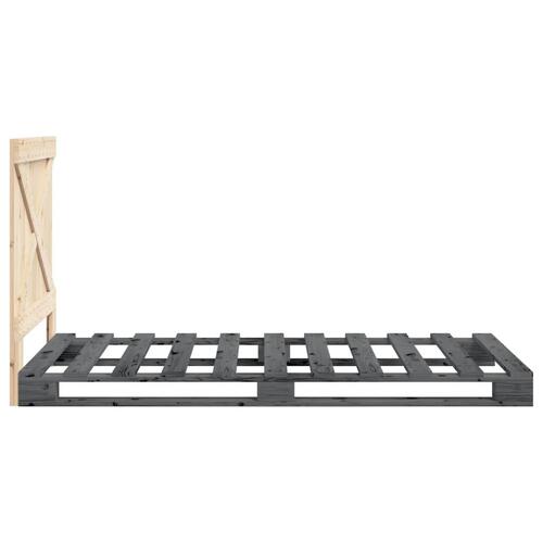 Sengeramme med sengegavl 90x200 cm massivt fyrretræ grå