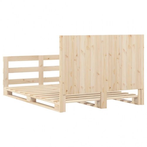 Sengeramme med sengegavl 140x200 cm i massivt fyrretræ