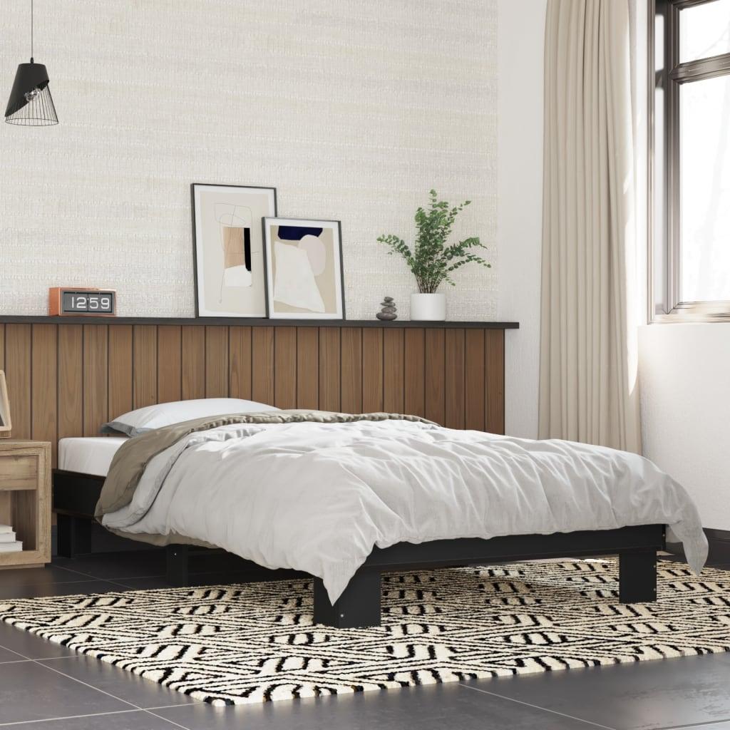 Sengeramme 100x200 cm konstrueret træ og metal sort
