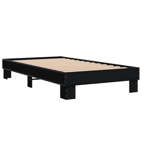 Sengeramme 100x200 cm konstrueret træ og metal sort