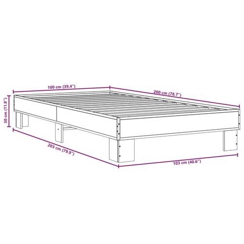 Sengeramme 100x200 cm konstrueret træ og metal sort