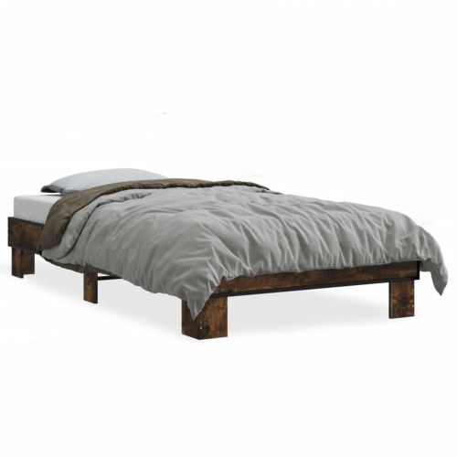 Sengeramme 90x190 cm konstrueret træ og metal røget eg