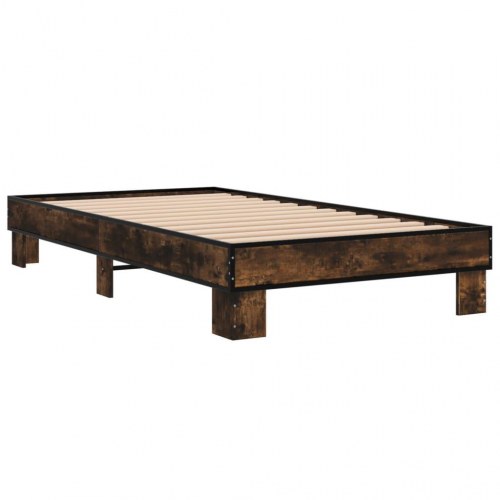 Sengeramme 90x190 cm konstrueret træ og metal røget eg