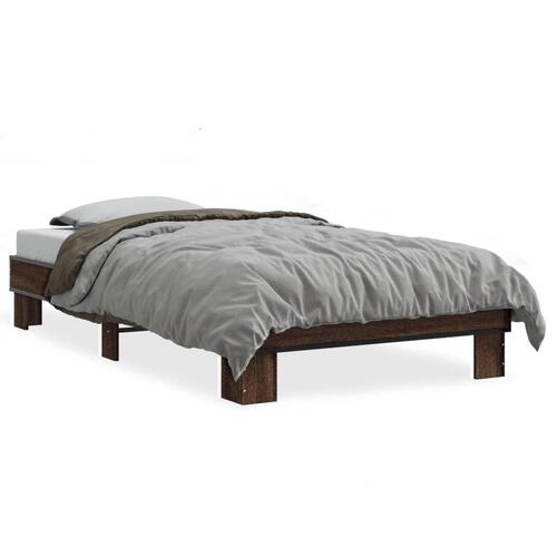 Sengeramme 100x200 cm konstrueret træ og metal brunt egetræ