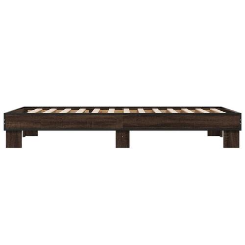 Sengeramme 100x200 cm konstrueret træ og metal brunt egetræ