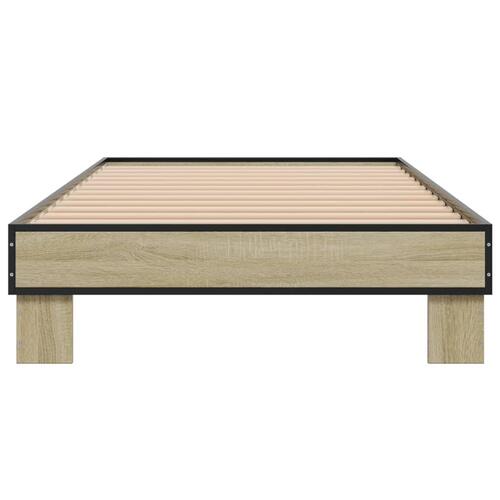 Sengeramme 90x200 cm konstrueret træ og metal sonoma-eg
