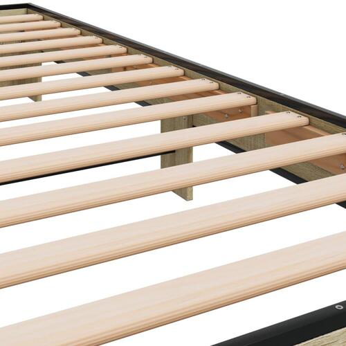 Sengeramme 90x200 cm konstrueret træ og metal sonoma-eg