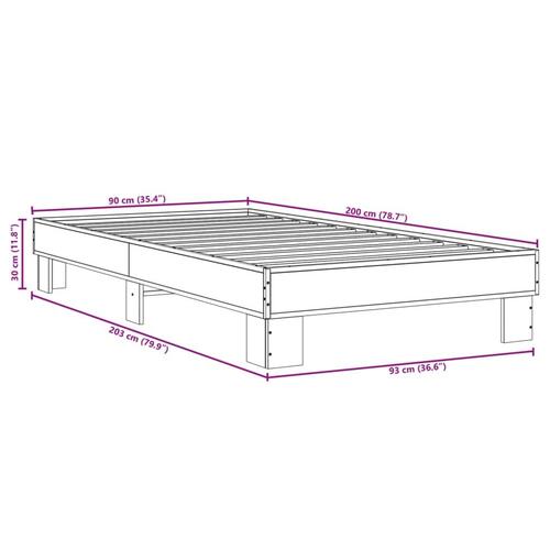 Sengeramme 90x200 cm konstrueret træ og metal sonoma-eg