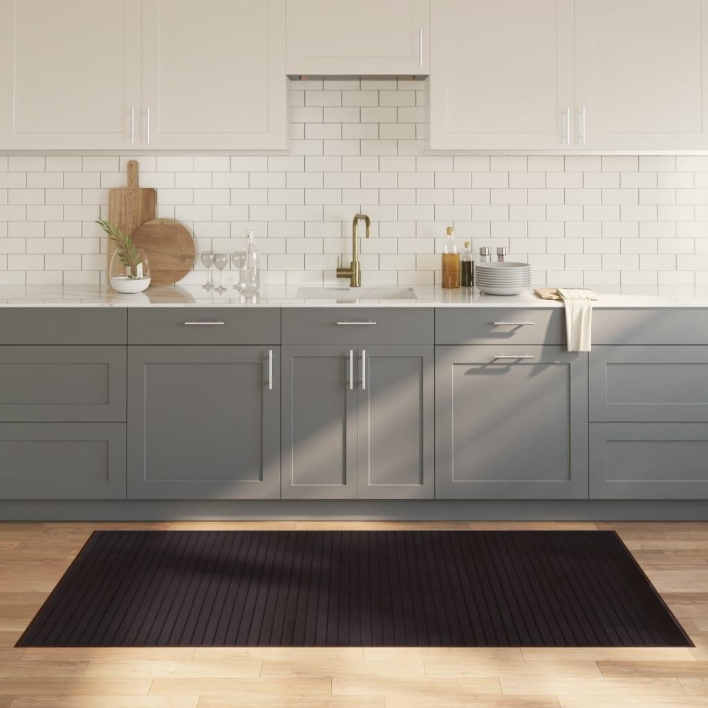 Gulvtæppe 100x200 cm rektangulær bambus mørkebrun