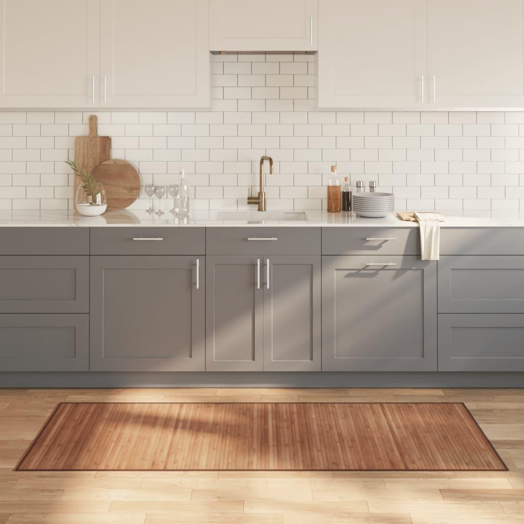 Gulvtæppe 80x200 cm rektangulær bambus naturfarvet billede