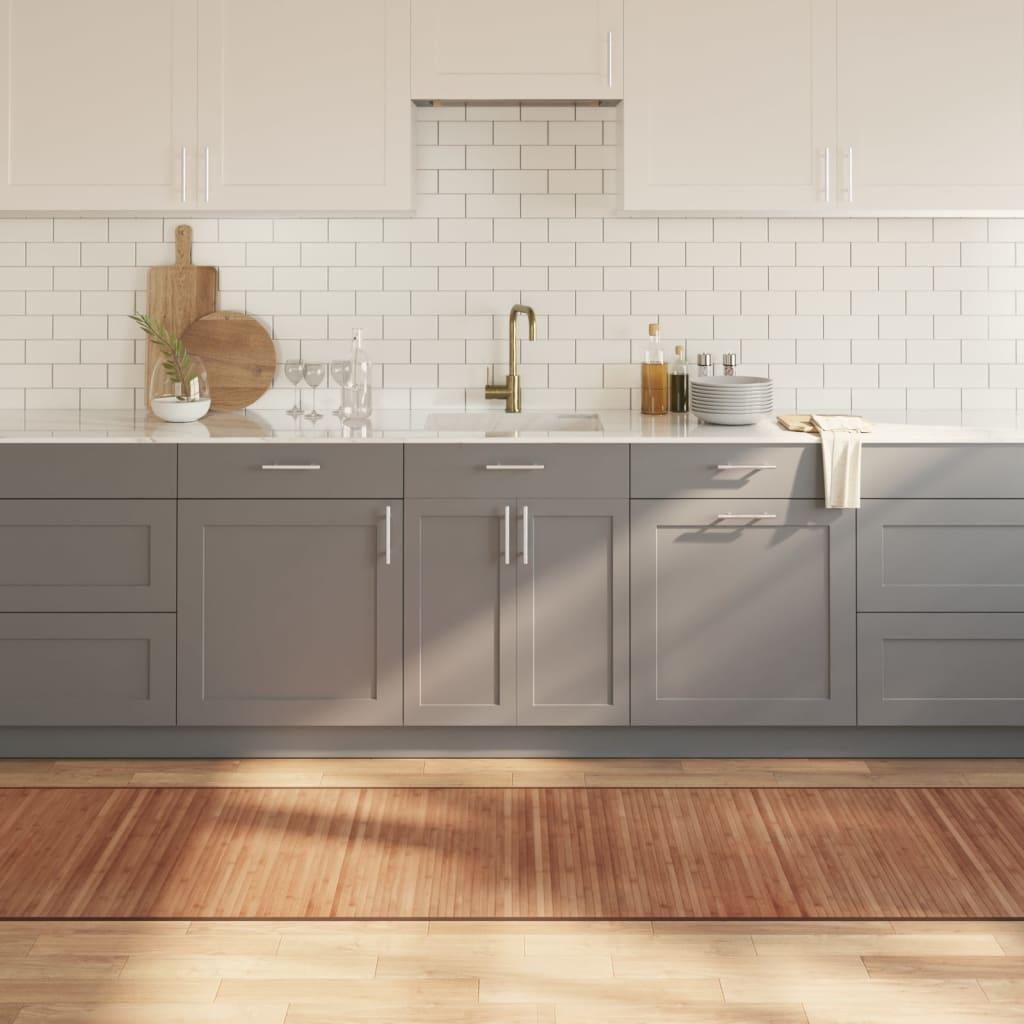 Gulvtæppe 80x300 cm rektangulær bambus naturfarvet billede