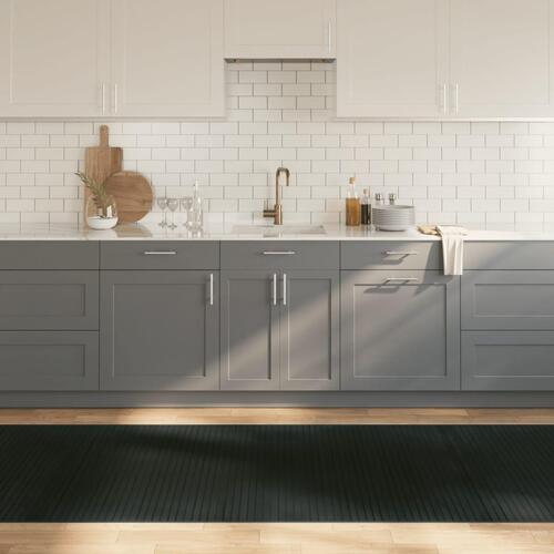 Gulvtæppe 100x1000 cm rektangulær bambus grå