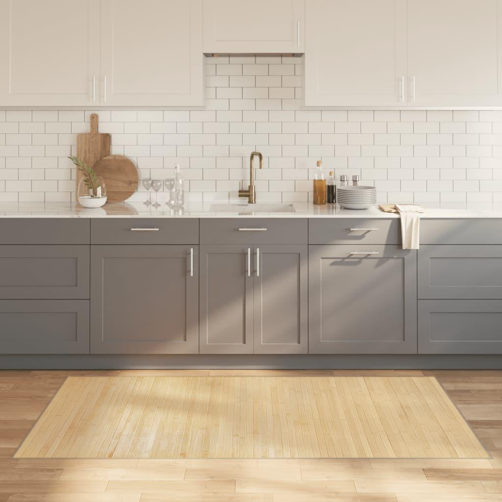 Gulvtæppe 100x200 cm rektangulær bambus lys naturfarvet billede