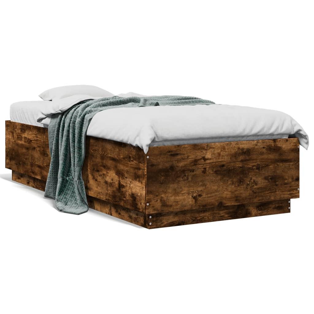 Sengeramme 90x190 cm konstrueret træ røget egetræsfarve