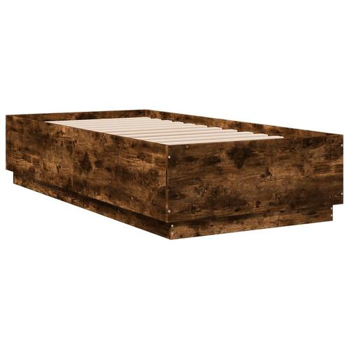 Sengeramme 90x190 cm konstrueret træ røget egetræsfarve