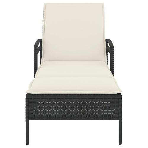 Liggestol med hynde 63x200x81 cm polyrattan sort