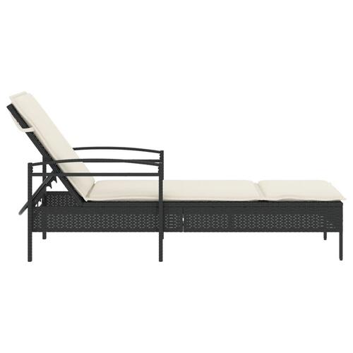 Liggestol med hynde 63x200x81 cm polyrattan sort