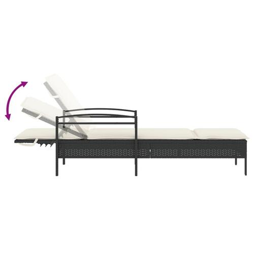 Liggestol med hynde 63x200x81 cm polyrattan sort