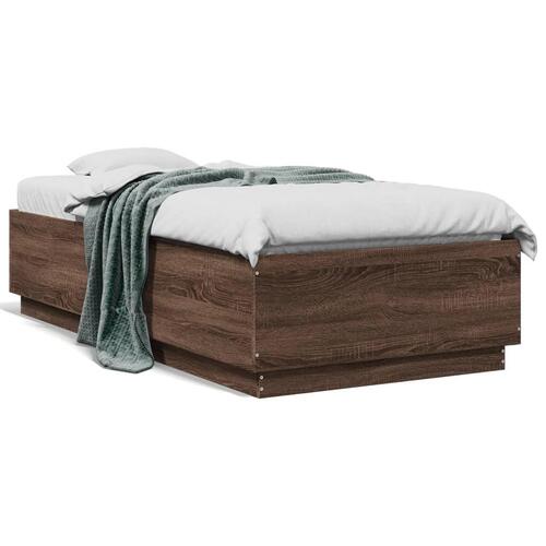 Sengeramme 90x190 cm konstrueret træ brun egetræsfarve