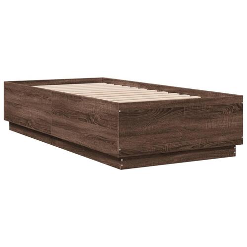 Sengeramme 90x190 cm konstrueret træ brun egetræsfarve