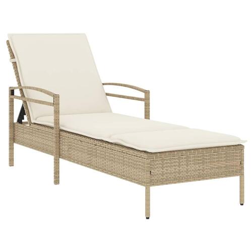 Liggestol med hynde 63x200x81 cm polyrattan beige