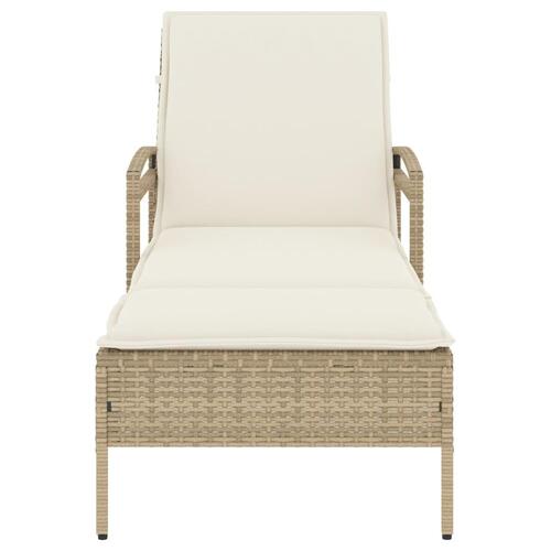 Liggestol med hynde 63x200x81 cm polyrattan beige