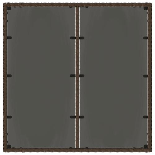 Havebord med glastop 90x90x75 cm polyrattan brun