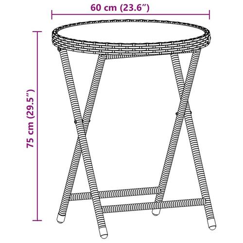 Bistrosæt til haven 3 dele med hynder polyrattan og glas beige