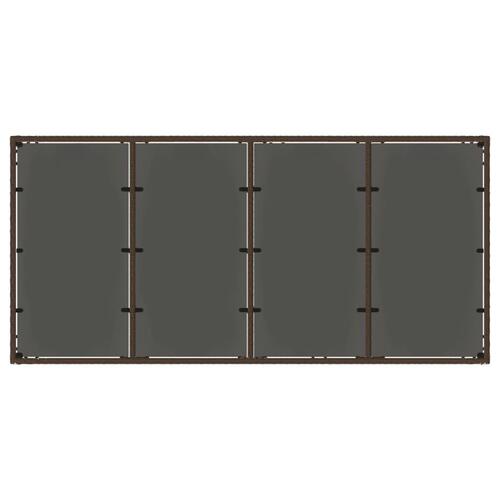 Havebord med glastop 190x90x75 cm polyrattan brun