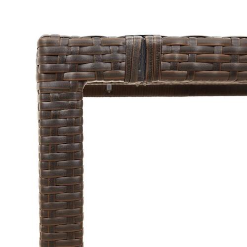 Havebord med glastop 190x90x75 cm polyrattan brun