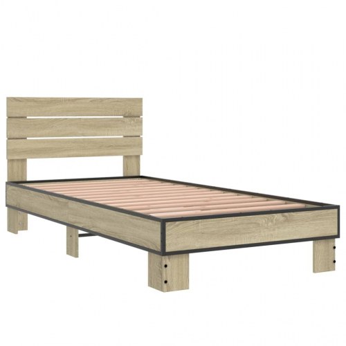 Sengeramme 75x190 cm konstrueret træ og metal sonoma-eg