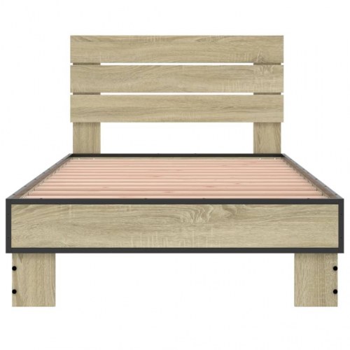 Sengeramme 75x190 cm konstrueret træ og metal sonoma-eg