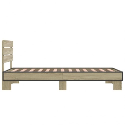 Sengeramme 75x190 cm konstrueret træ og metal sonoma-eg