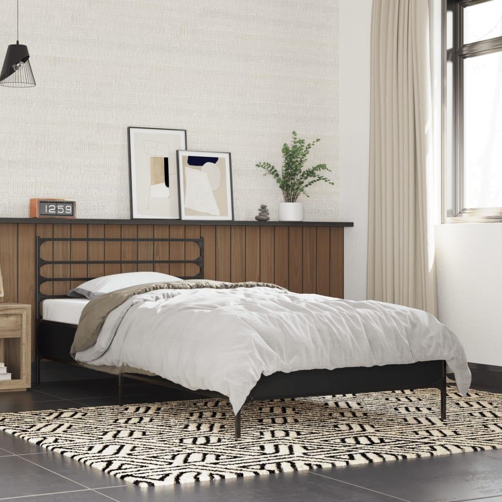 Sengeramme 90x190 cm konstrueret træ og metal sort