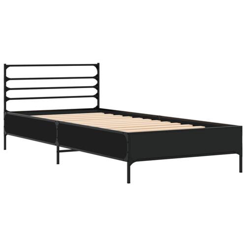 Sengeramme 90x190 cm konstrueret træ og metal sort